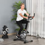 Voir la diapositive 2 : HOMCOM Vélo d'appartement volant d'inertie 8 Kg résistance magnétique 10 niveaux écran LCD multifonction capteur fréquence cardiaque selle réglable acier gris
