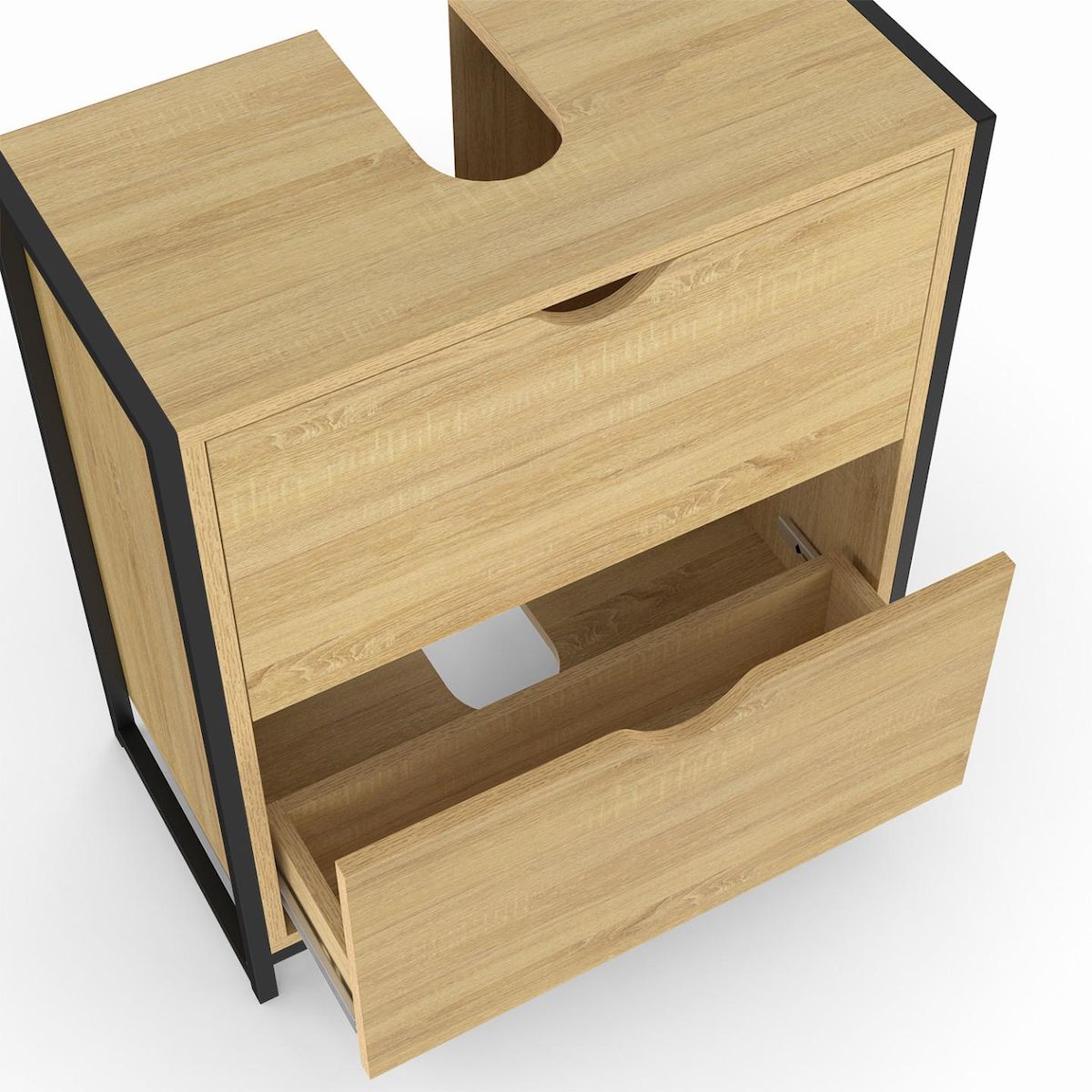 ID MARKET Meuble sous-lavabo salle de bain 2 tiroirs DETROIT design industriel