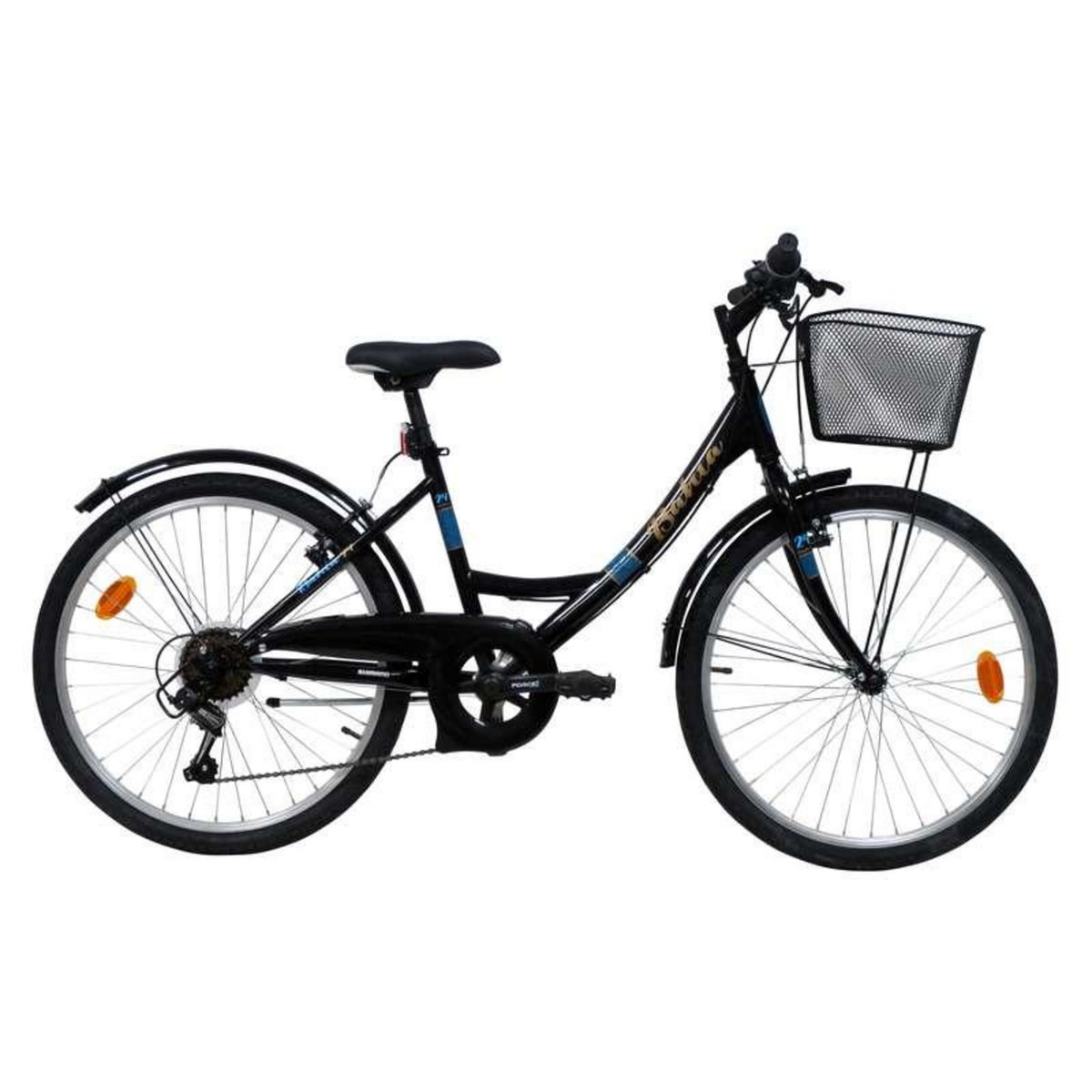 Vélo enfant ( 140/160 cm ) - Vélo de ville 24'' fille  Bahia - 6 Vitesses - Dérailleur Shimano - Freins V-Brake  - Béquille - Panier avant