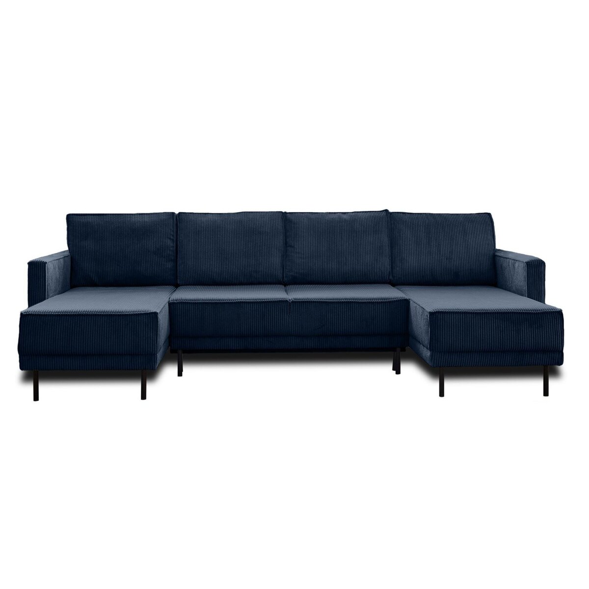 LISA DESIGN Charlie - canapé panoramique en u - 7 places - convertible avec coffre - en velours côtelé