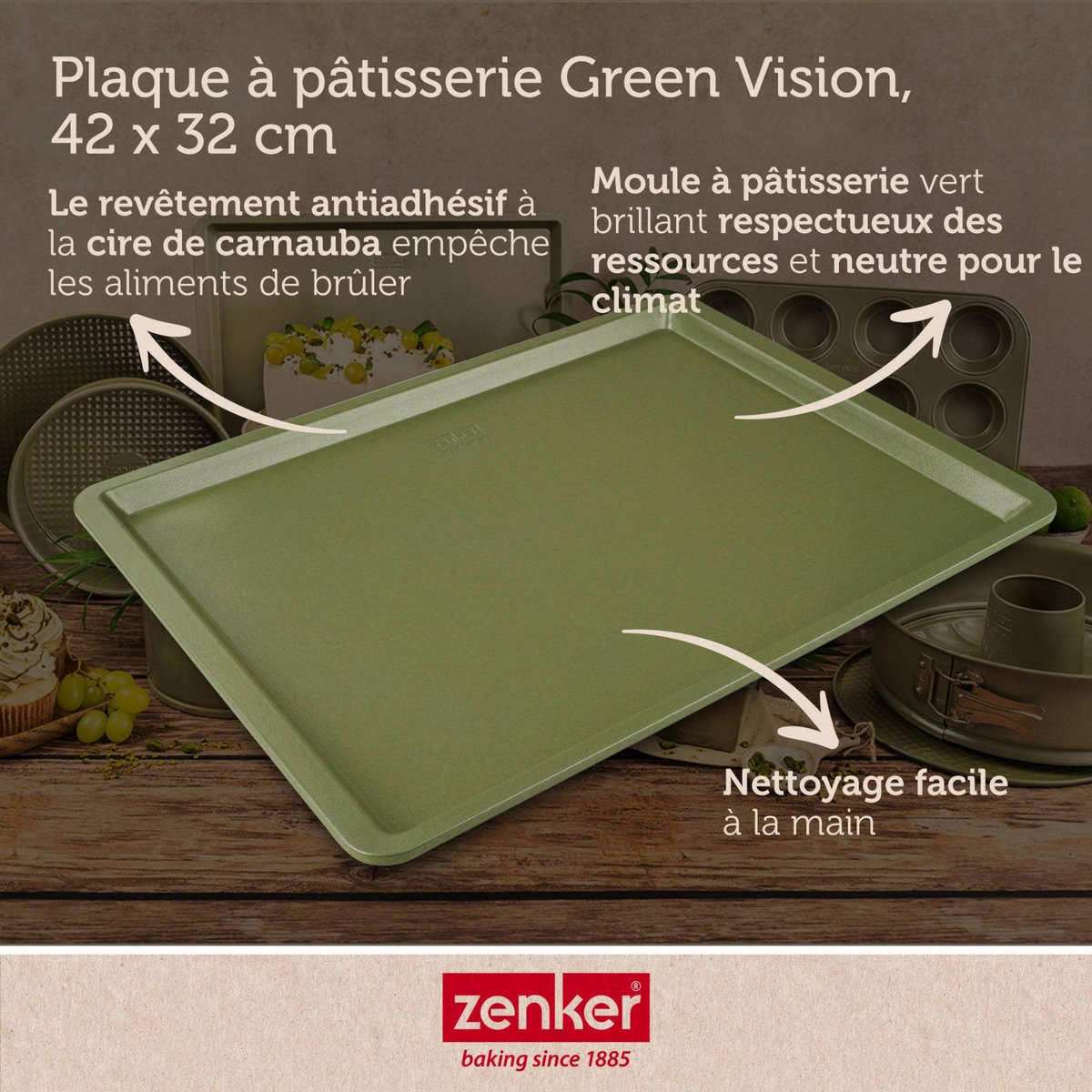 ZENKER Plaque à pâtisserie 42 x 32 cm Zenker Green Vision