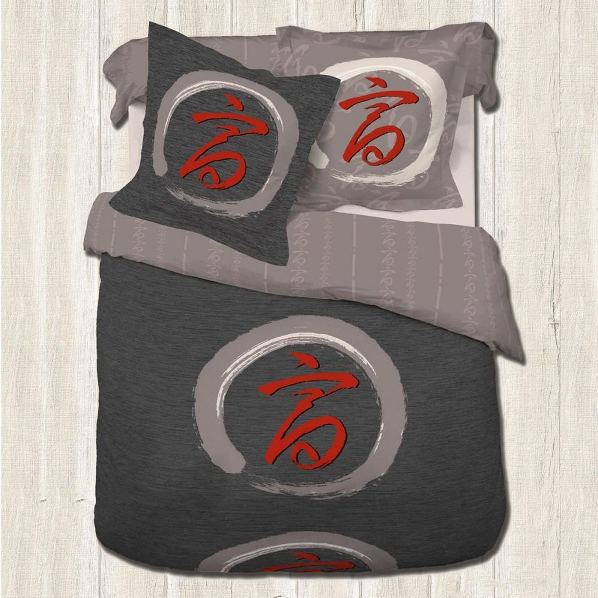 Dourev Housse de couette 240x220 Zen Spirit + 2 taies coton 57 fils