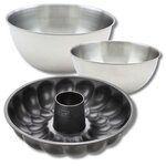 ZENKER Lot avec 1 moule à pain cheminée, 1 spatule Zenker et 2 bols à mixer en inox Fackelmann