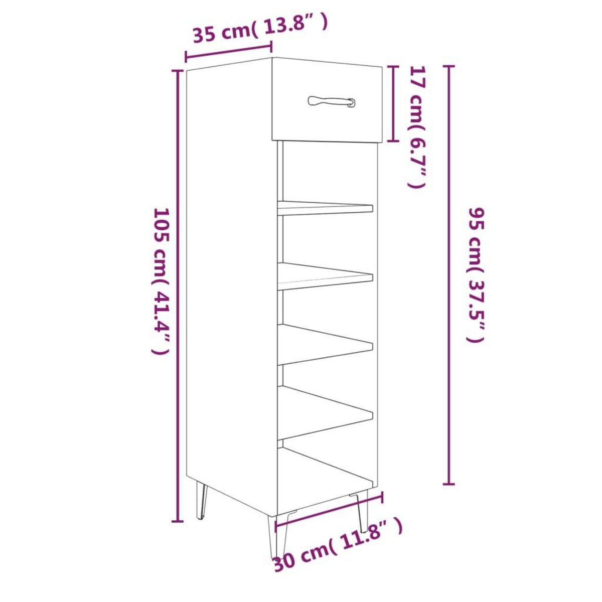 VIDAXL Armoire a chaussures blanc 30x35x105 cm bois d'ingenierie