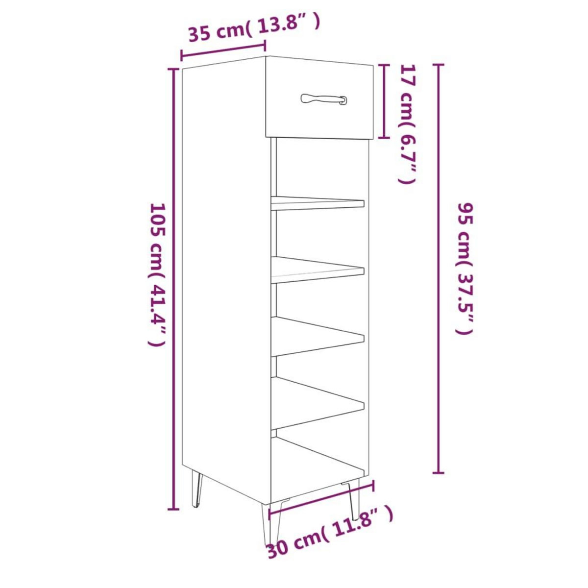 VIDAXL Armoire a chaussures blanc 30x35x105 cm bois d'ingenierie