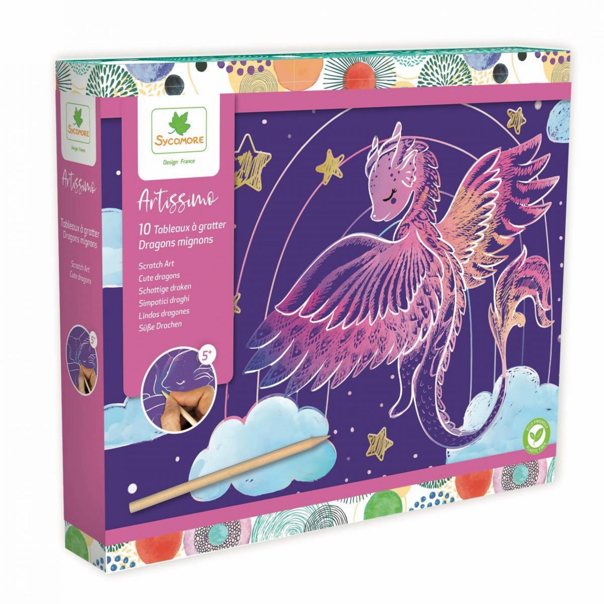 Au Sycomore Artissimo 10 tableaux a gratter - Dragons mignons