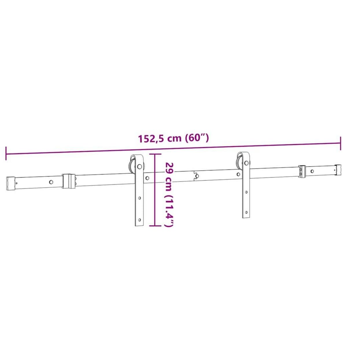 VIDAXL Kit de quincaillerie de porte coulissante 152,5 cm acier noir