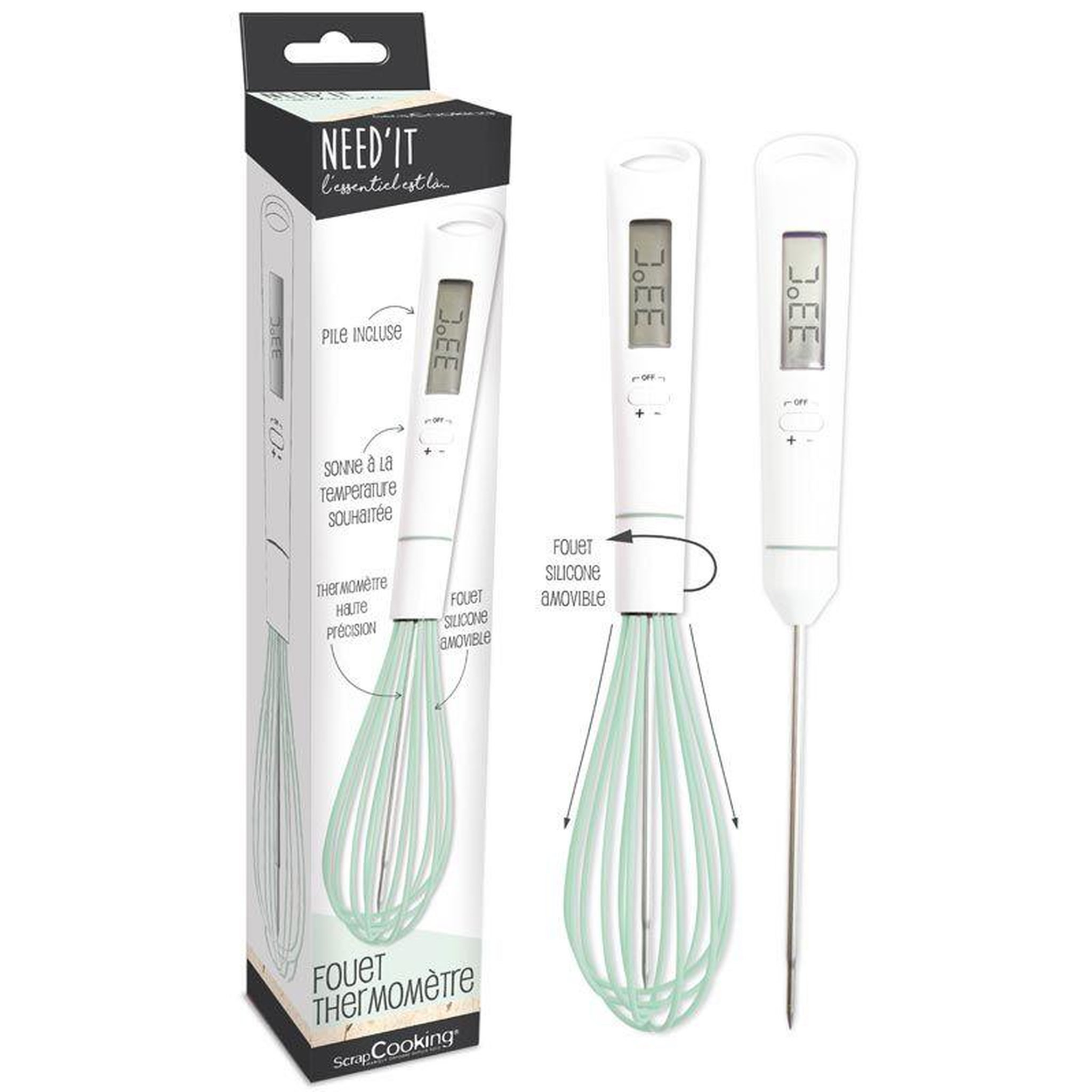 SCRAPCOOKING Fouet et thermomètre 2 en 1 pour pâtisserie