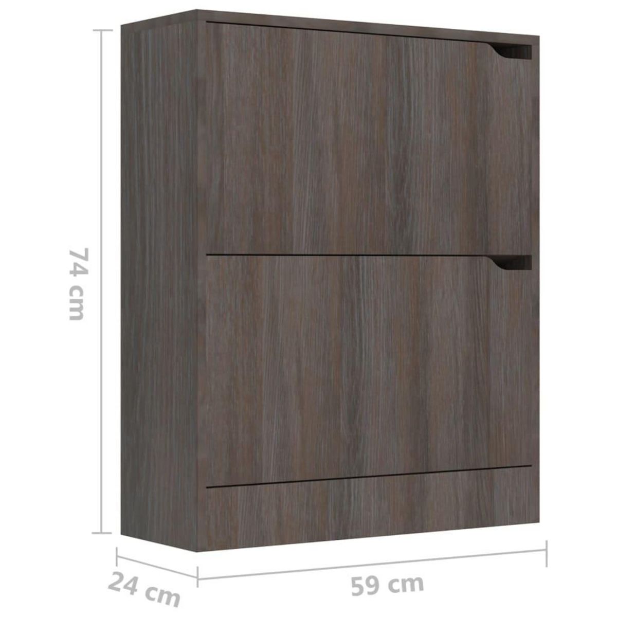 VIDAXL Armoire a chaussures 2 portes Chene sonoma gris Bois ingenierie