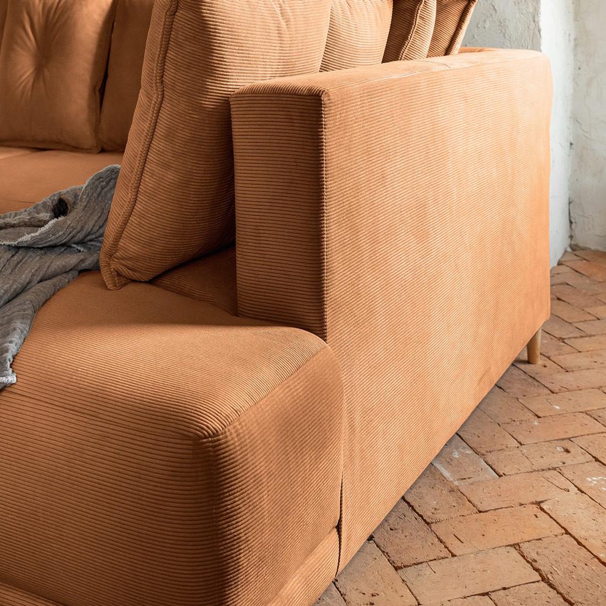 Voir la diapositive 6 : BEST MOBILIER Lena - canapé d'angle droit 5 places - convertible avec coffre - en velours côtelé
