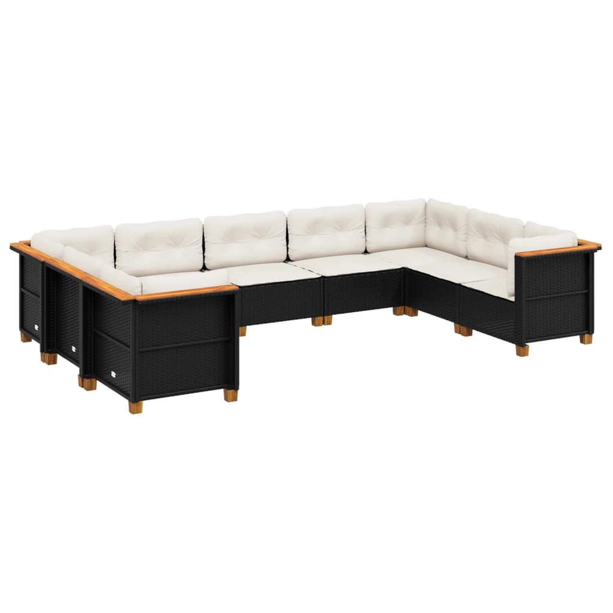 Voir la diapositive 2 : VIDAXL Salon de jardin 9 pcs avec coussins noir resine tressee