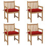 Voir la diapositive 1 : VIDAXL Chaises de jardin lot de 4 et coussins rouge bois teck solide