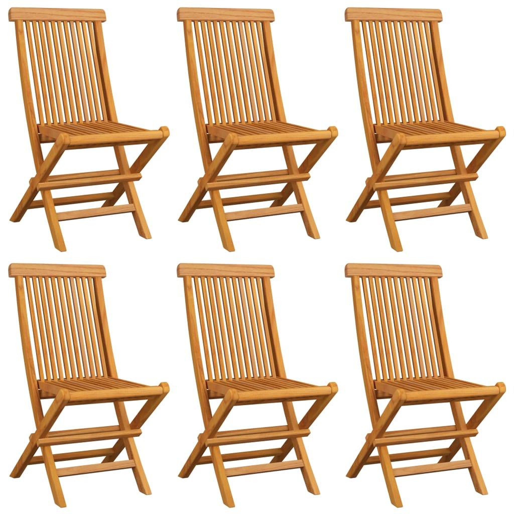Voir la diapositive 3 : VIDAXL Chaises de jardin et coussins beige lot de 6 Bois teck massif