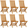 Voir la diapositive 3 : VIDAXL Chaises de jardin et coussins beige lot de 6 Bois teck massif