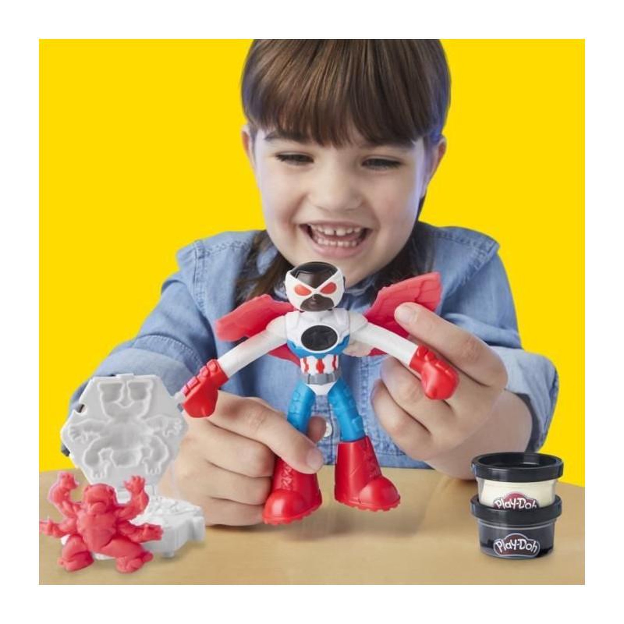 Voir la diapositive 3 : PLAYDOH Play-Doh Captain America, coffret Moto tranchante avec figurine flexible, 3 accessoires et pâte a modeler, des 4 ans, Marvel