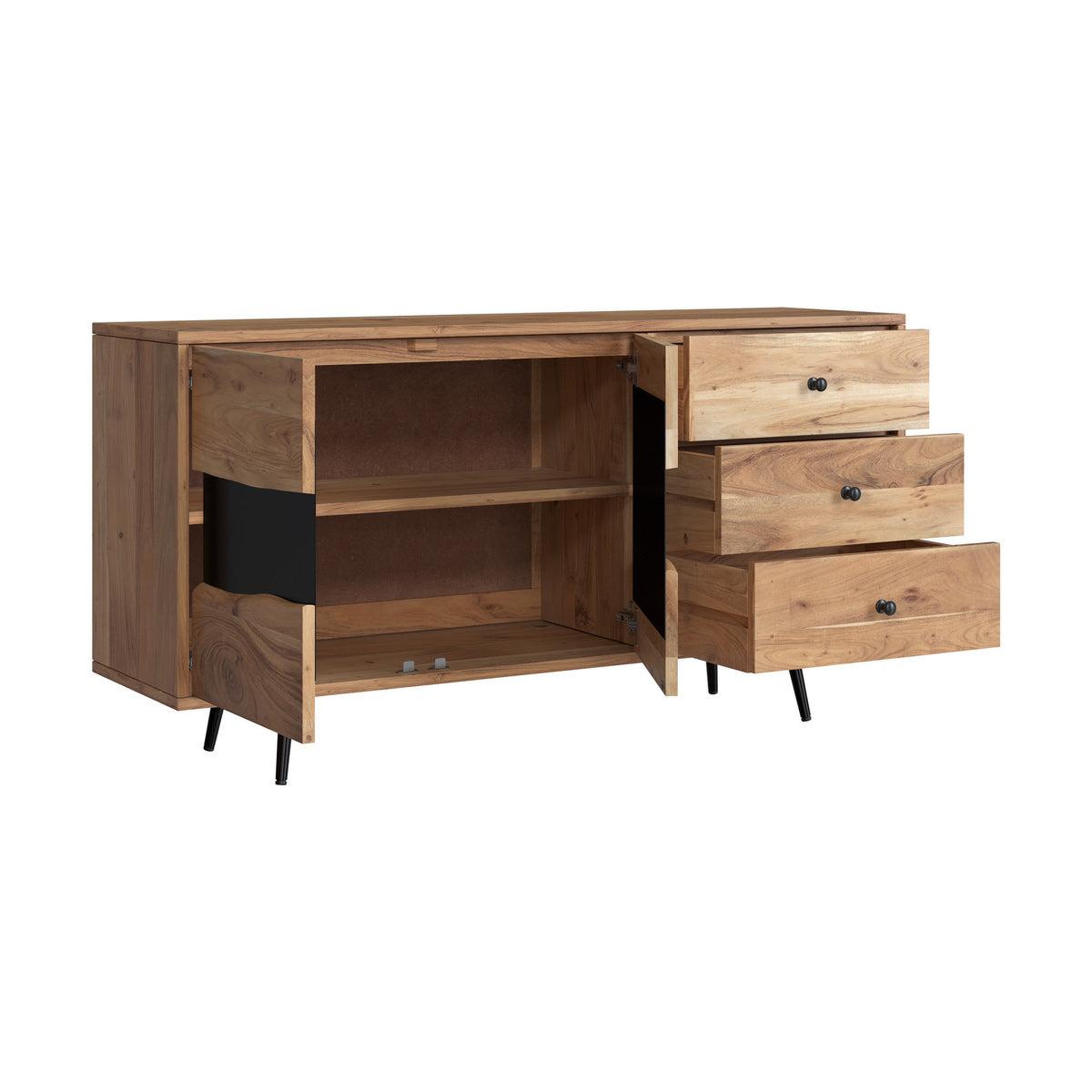 Voir la diapositive 6 : MAISON PAVANE Buffet en bois d'acacia massif et métal-alabama