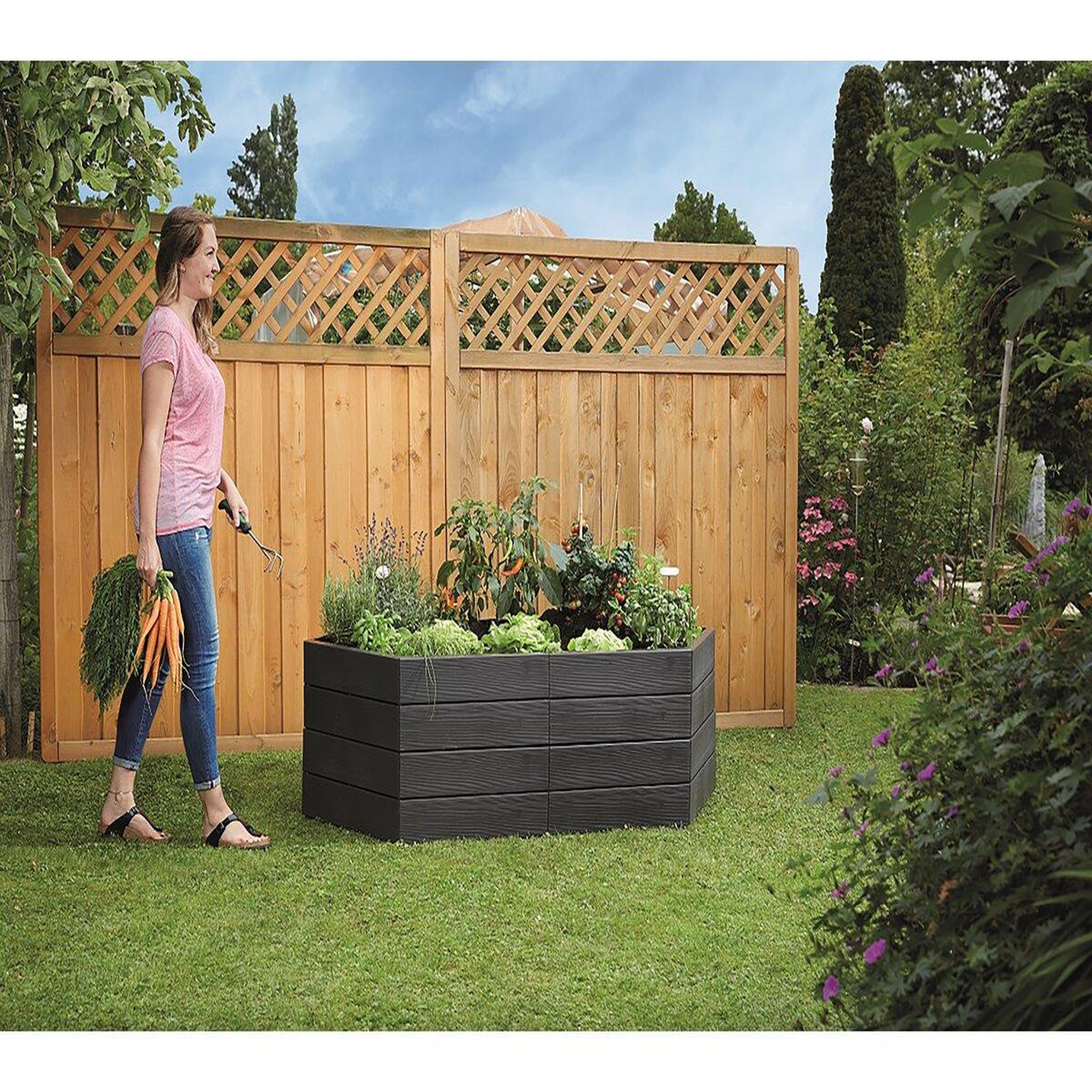 Habitat et Jardin Kit de 2 carrés potagers  Ergo  + 2 sets d'extensions