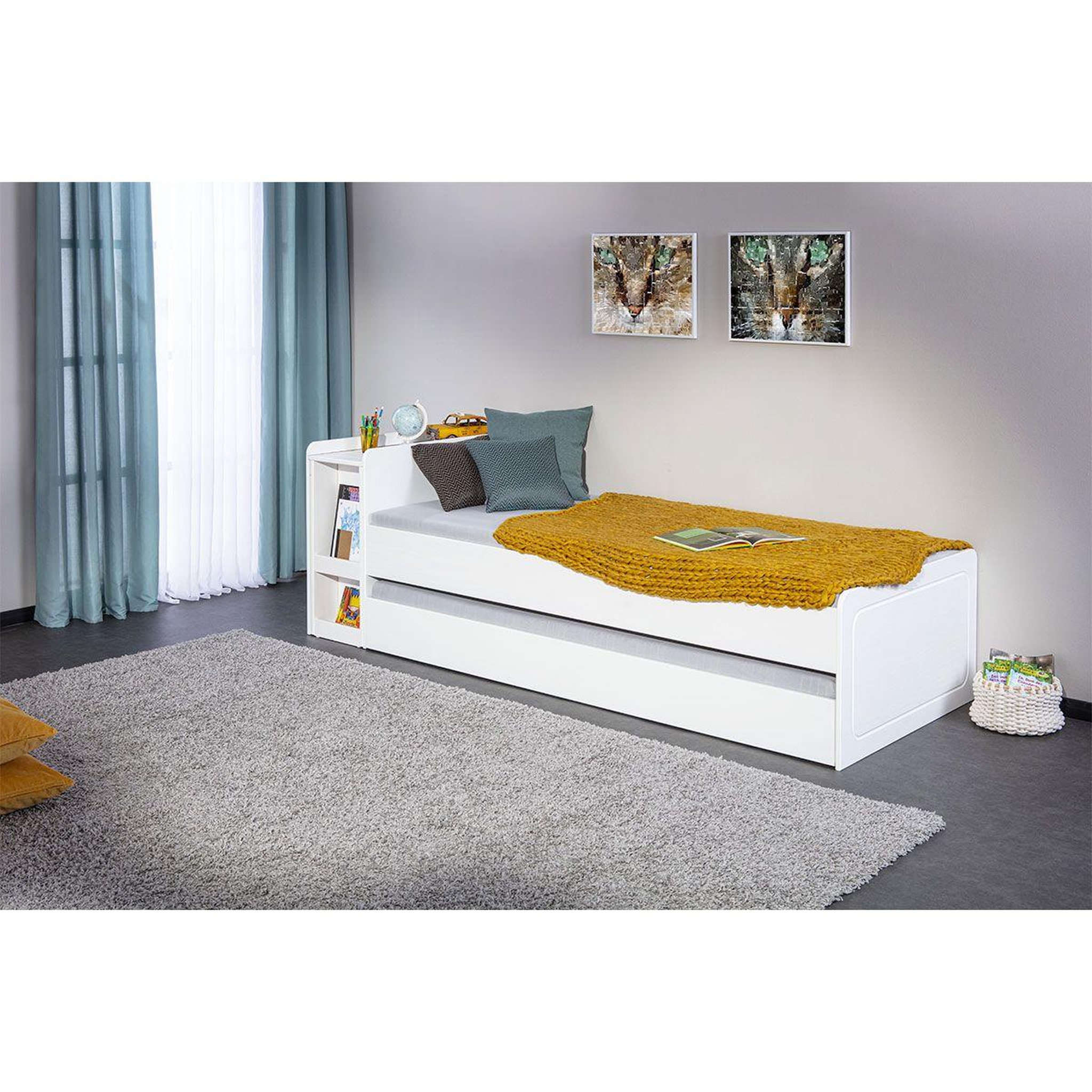 Voir la diapositive 6 : INTERLINK Lit enfant gigogne  travis  90x200cm blanc