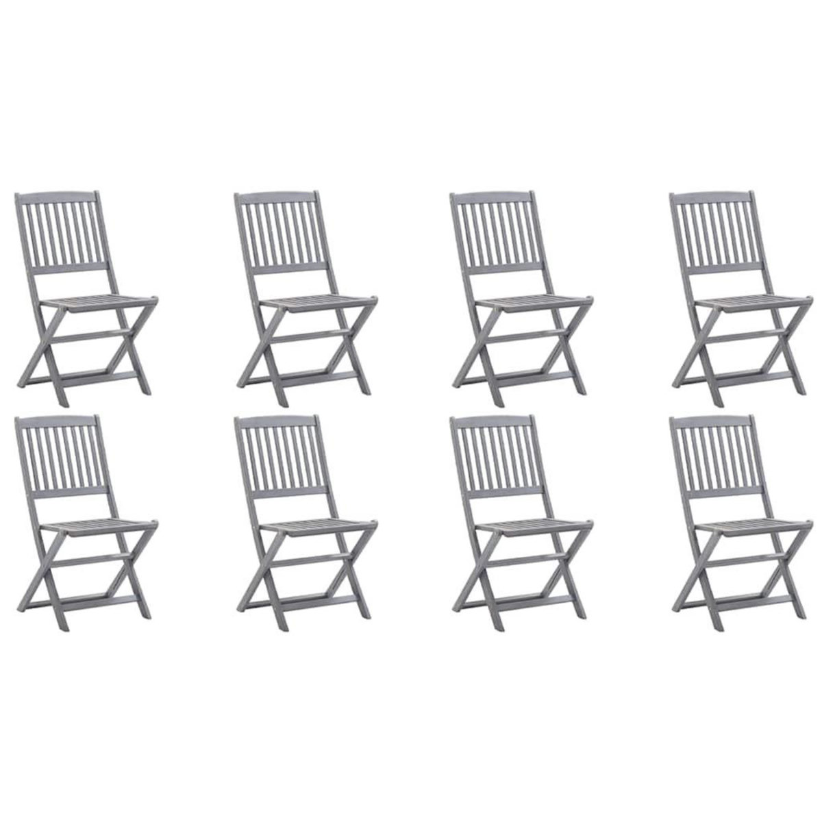 VIDAXL Chaises pliables d'exterieur lot de 8 et coussins Bois d'acacia