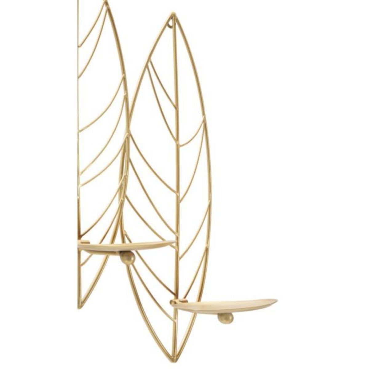 Paris Prix Bougeoir Mural en Métal  Feuilles  66cm Or