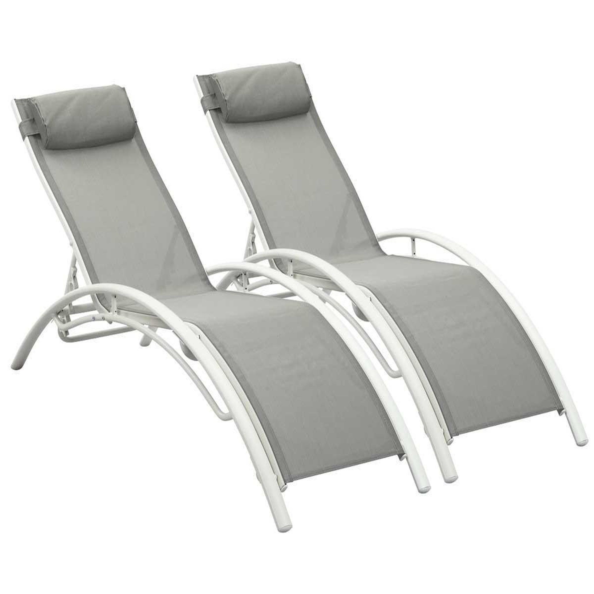 Habitat et Jardin Bain de soleil en aluminium  beauty  - phoenix - gris - lot de 2
