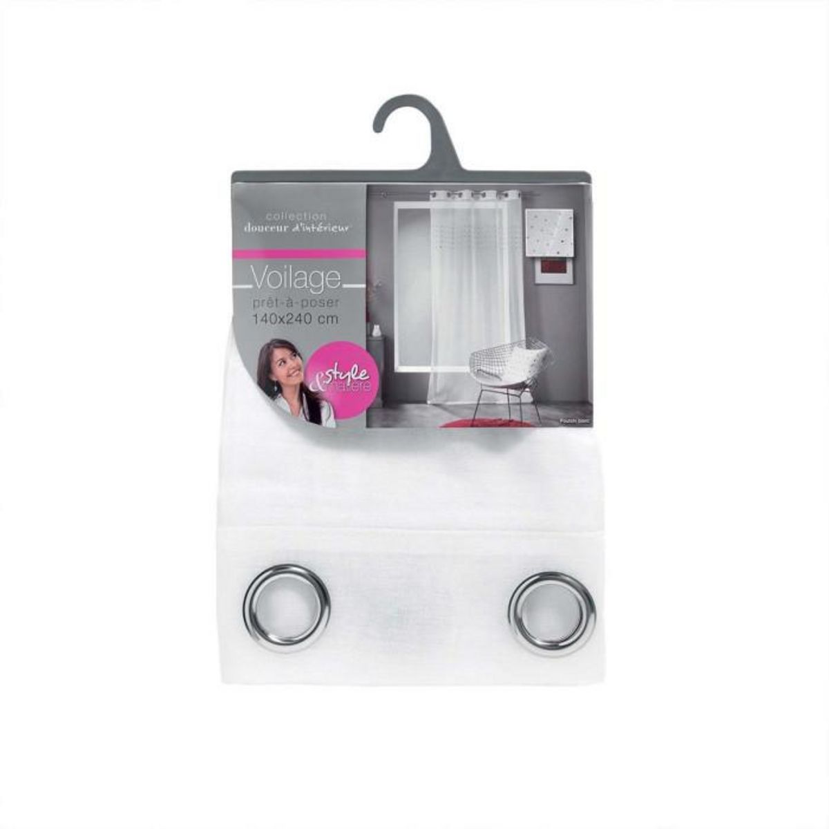 Paris Prix Rideau Voilage à Œillets  Poutchi  140x240cm Blanc