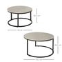 Voir la diapositive 3 : HOMCOM Lot de 2 tables basses rondes gigogne empilables plateau MDF gris et pieds en métal noir