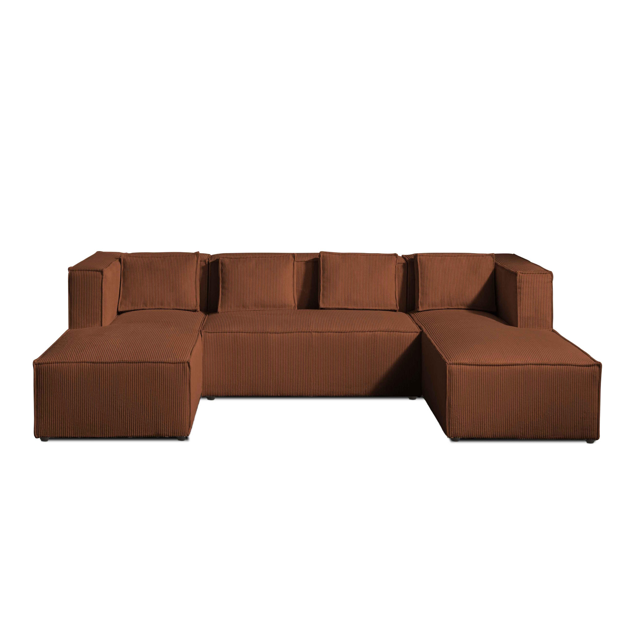 Voir la diapositive 5 : BEST MOBILIER Stella - canapé panoramique en u - 7 places - en velours côtelé