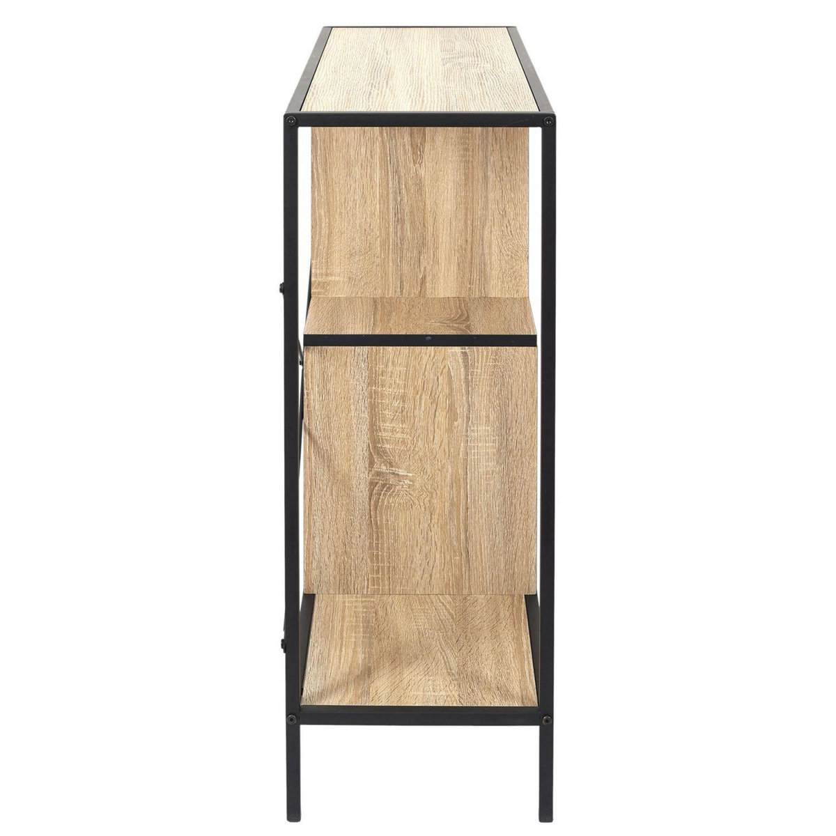 The Home Deco Factory Etagère Edison - H. 79,50 cm - Noir et imitation Bois
