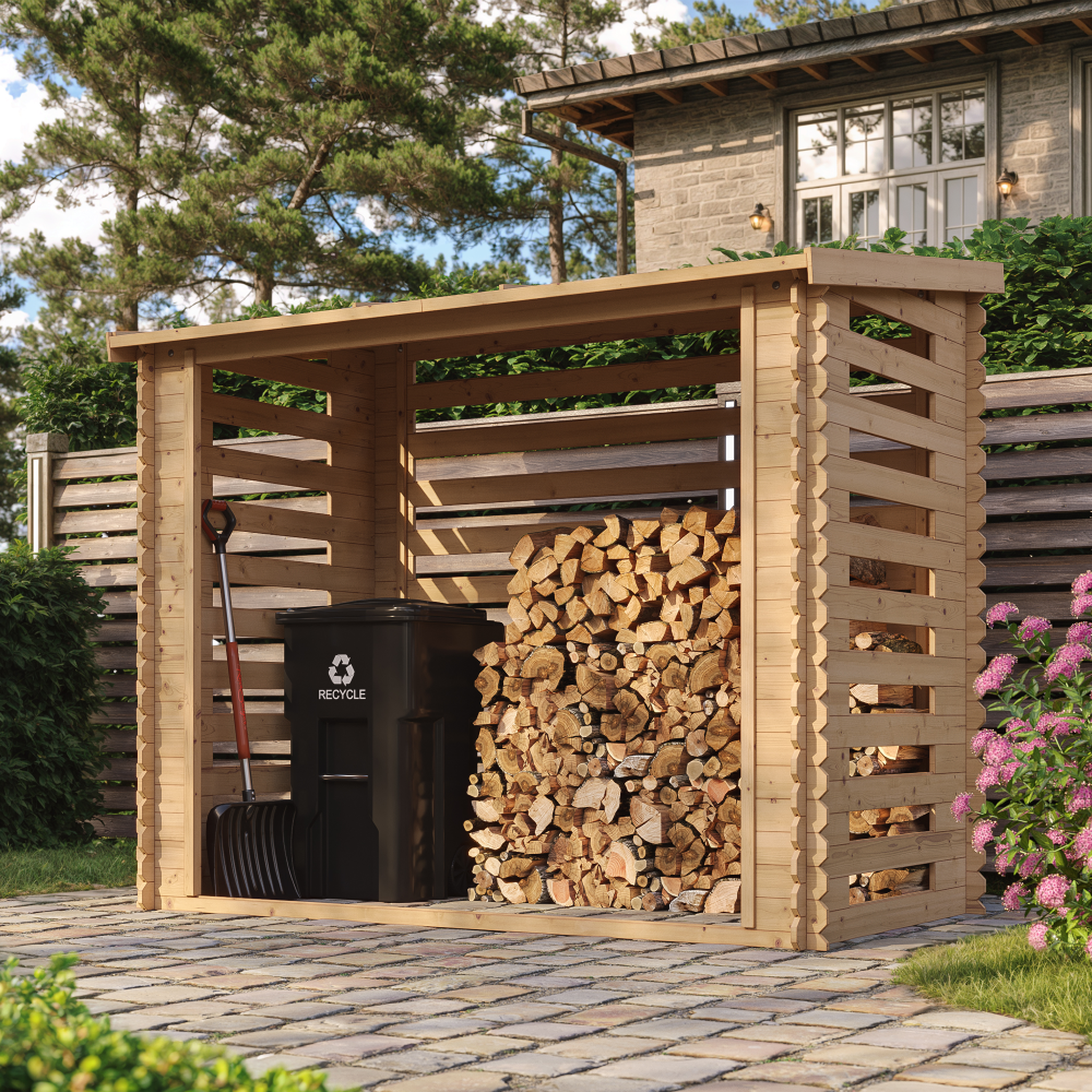 Voir la diapositive 4 : TIMBELA Abri à bûches 2.63 m2 - Abri De Stockage Du Bois et range bûches extérieur M202