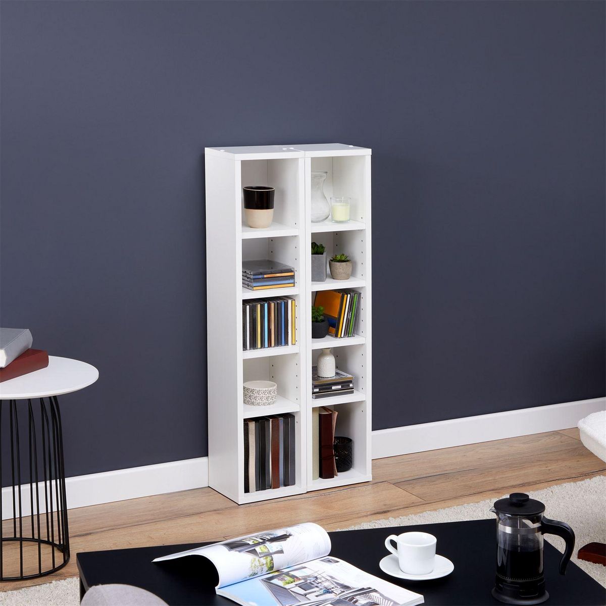 IDIMEX Etagères modulables MUSIQUE pour CD et DVD, en mélaminé