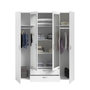 Voir la diapositive 4 : PARISOT Armoire VARIA - Décor blanc - 4 portes battantes + 2 miroirs + 2 tiroirs - L 160 x H 185 x P 51 cm - PARISOT