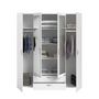 Voir la diapositive 4 : PARISOT Armoire VARIA - Décor blanc - 4 portes battantes + 2 miroirs + 2 tiroirs - L 160 x H 185 x P 51 cm - PARISOT