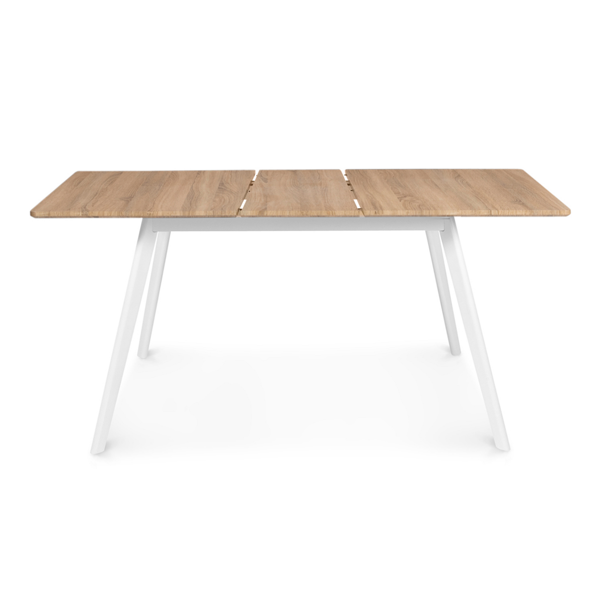 ID MARKET Table scandinave extensible rectangle INGA 4-8 personnes plateau bois pieds blancs 120-160 cm