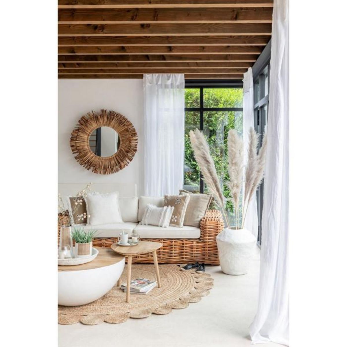 Paris Prix Miroir Mural Rond  Maurice  101cm Naturel