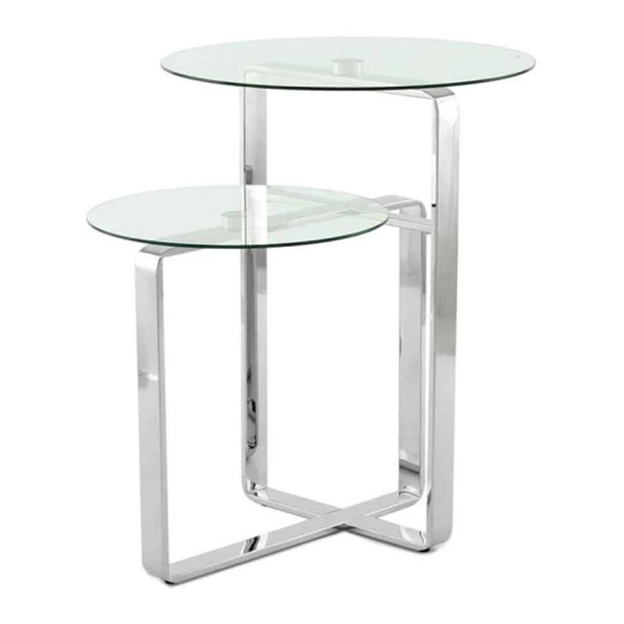Voir la diapositive 1 : Paris Prix Table d'Appoint 2 Plateaux Design  Katris  60cm Argent