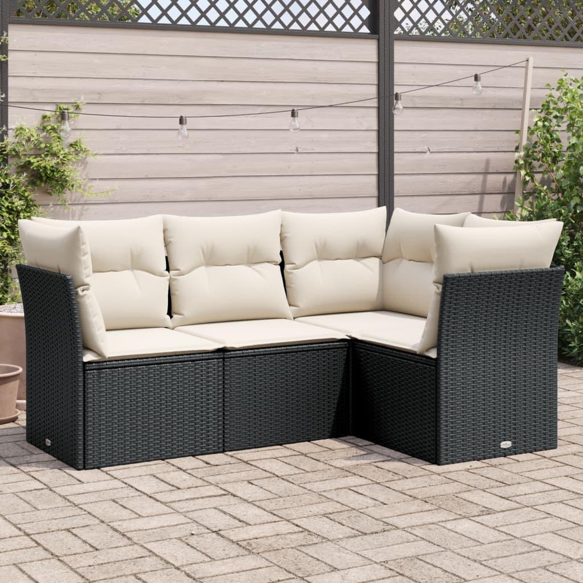 VIDAXL Salon de jardin 4 pcs avec coussins noir resine tressee