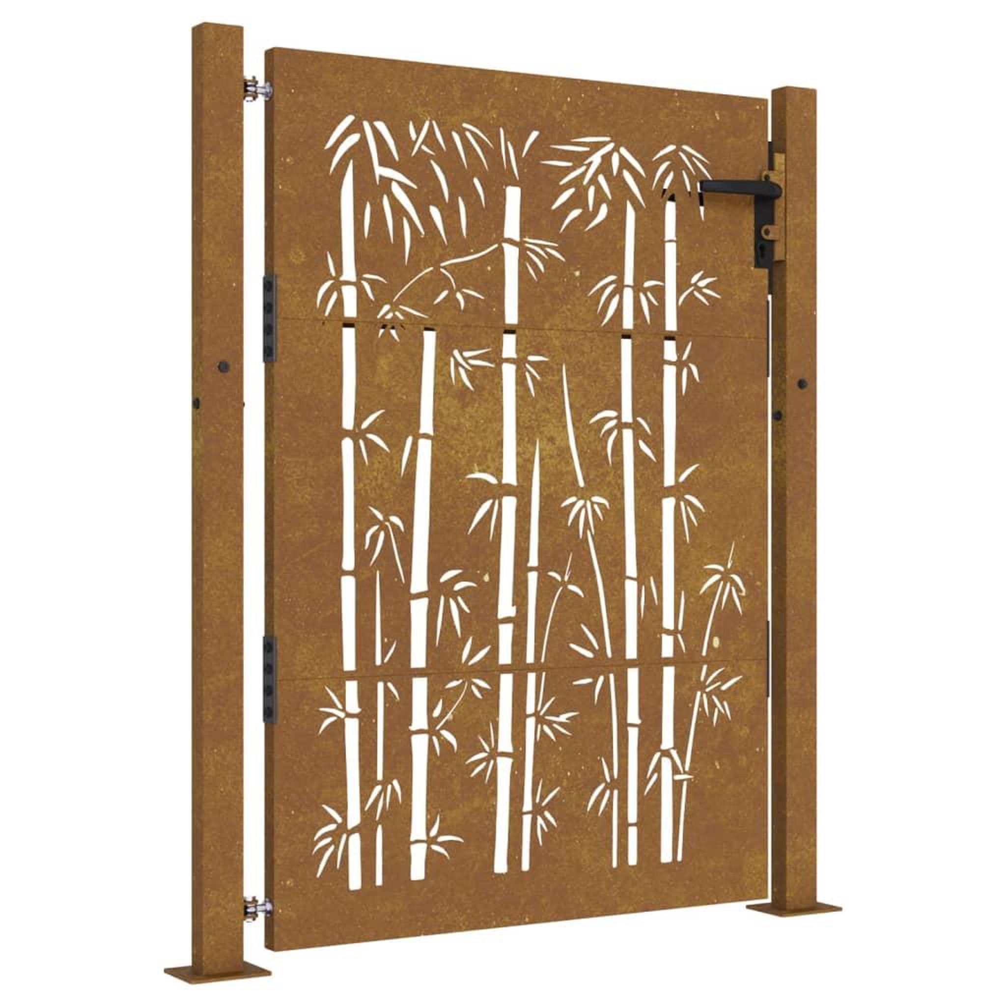 Voir la diapositive 2 : VIDAXL Portail de jardin 105x155 cm acier corten design de bambou