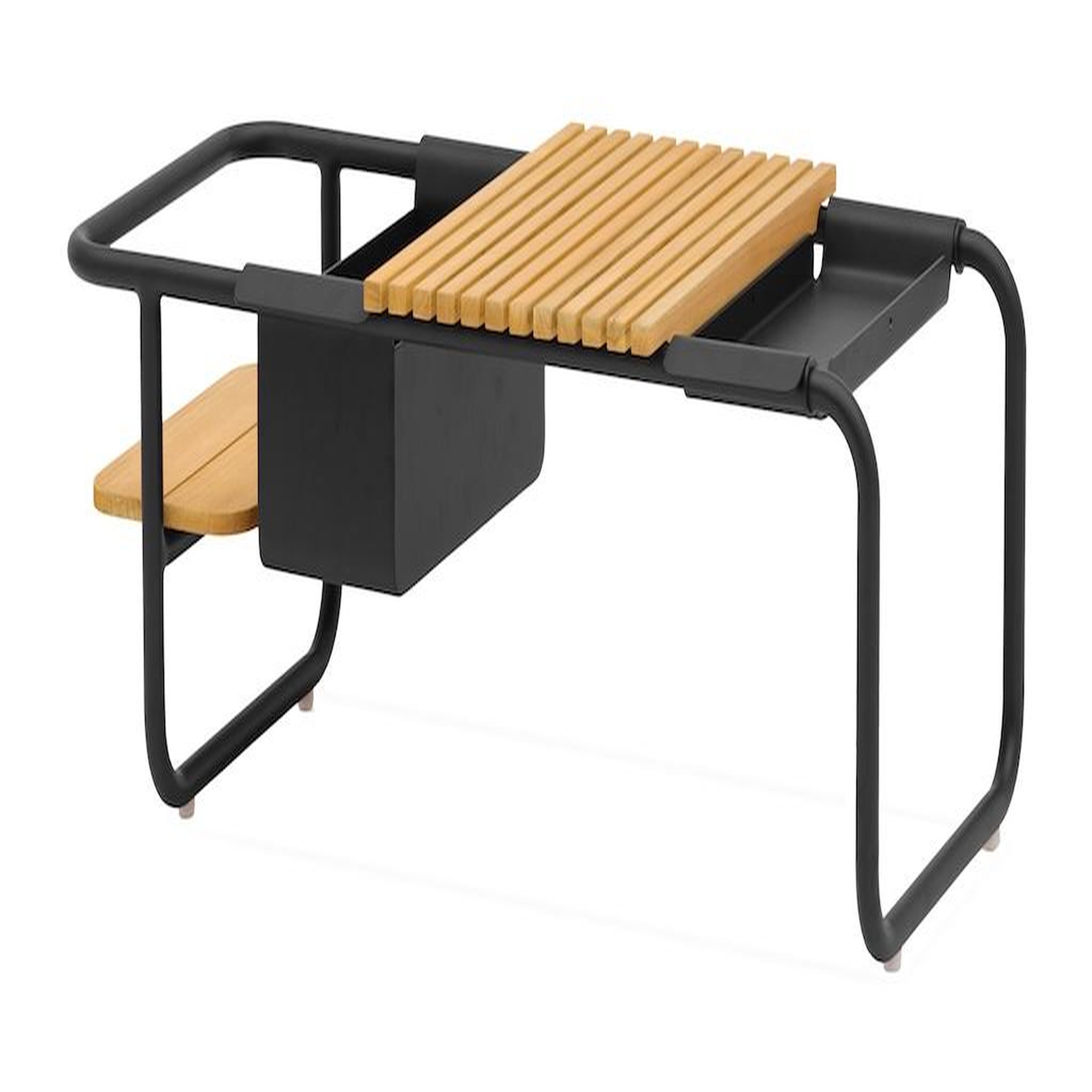 Proloisirs Table basse SUNSET aluminium époxy plateau teck FSC - Graphite - 101 x 46,5 cm