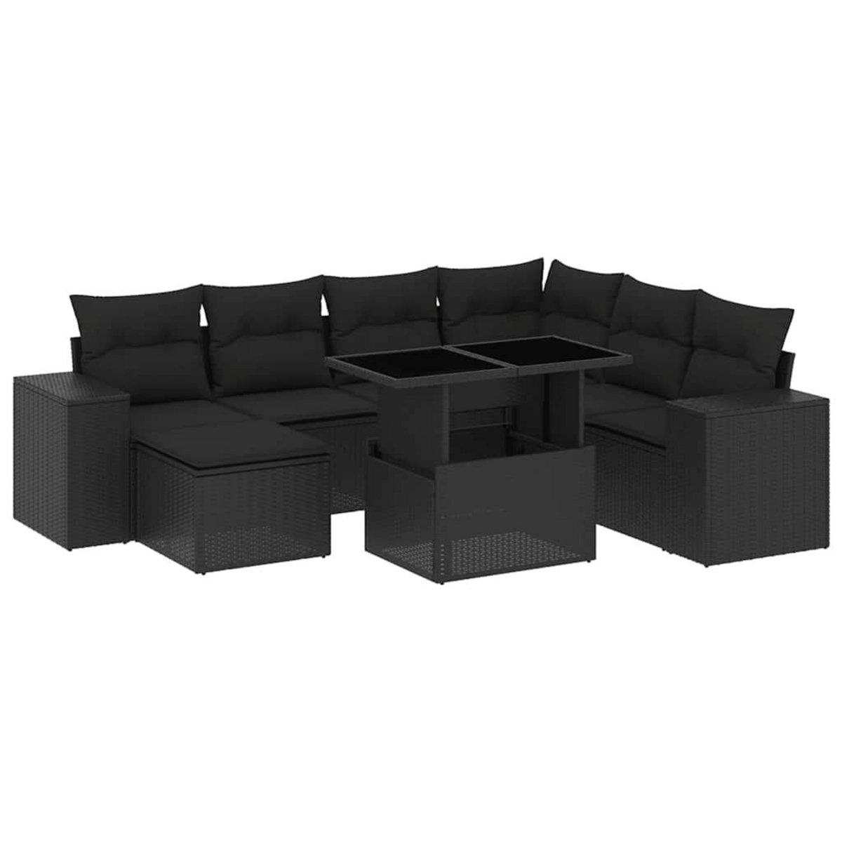 VIDAXL Salon de jardin 8 pcs avec coussins noir resine tressee