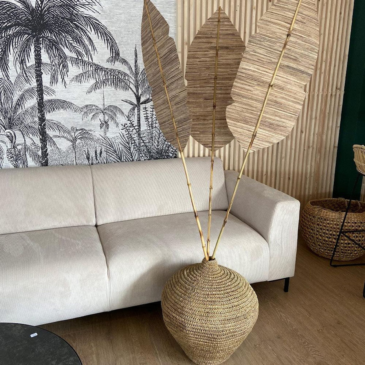 Rendez vous déco Lot de 3 palmes en jacinthe d'eau et bambou-Major