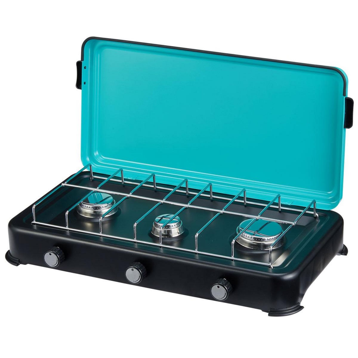 INTEC Plaque de cuisson gaz 3 feux 3000W Table de cuisson portable + Tuyau butane/propane INTEC