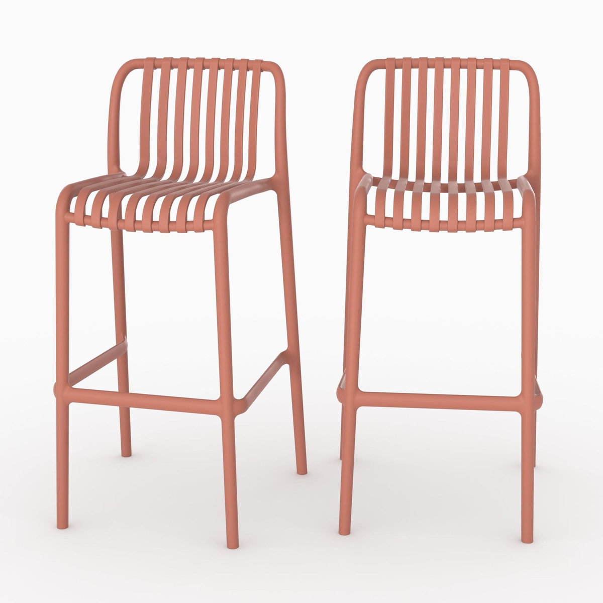 Rendez vous déco Lot de 2 chaises de bar de jardin 76 cm en plastique terracotta-Duli