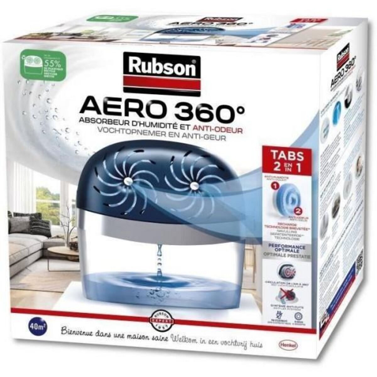 Déshumidificateur d'Air Absorbeur d'humidité AERO 360° 40m² - RUBSON pas  cher 