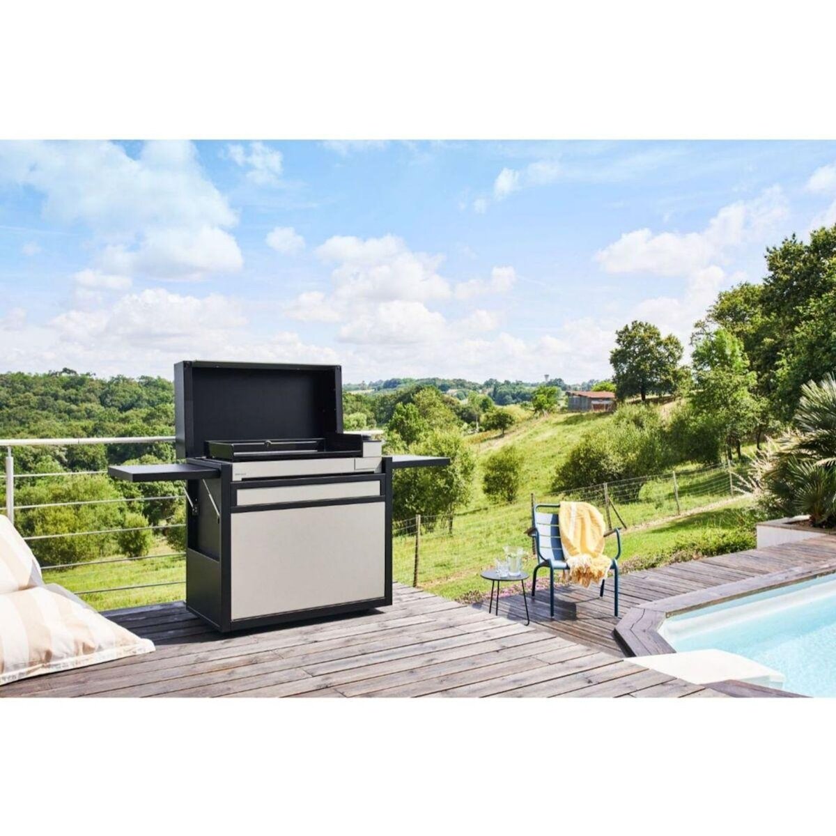 FORGE ADOUR Plancha gaz Premium Acier 75 NG noir gris 3 brûleurs à poser, 73.2x40.9 cm