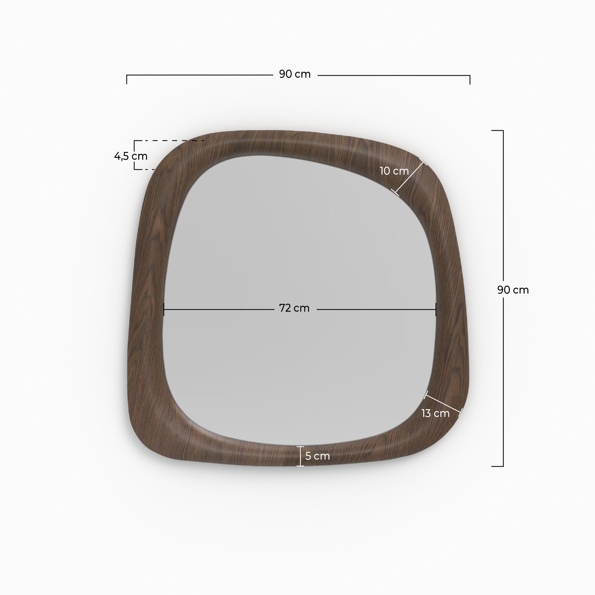 Voir la diapositive 4 : MAISON PAVANE Miroir carré en placage noyer, 90 x 90 cm-yoko