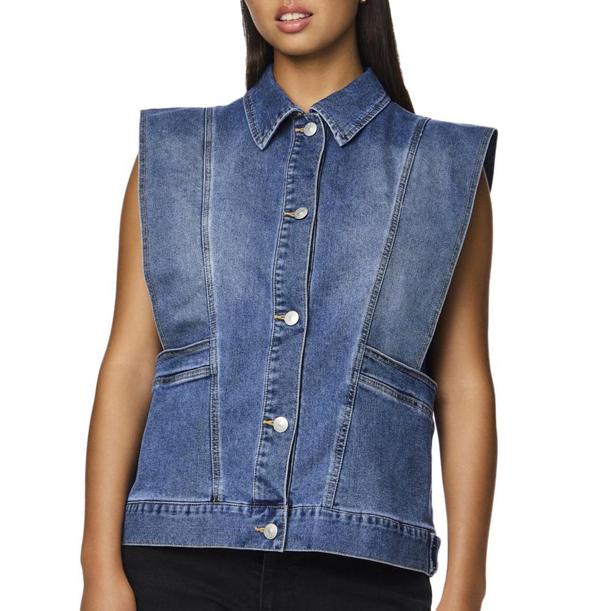 Pieces Veste en Jean  Femme Pieces Femma. Coloris disponibles : Bleu