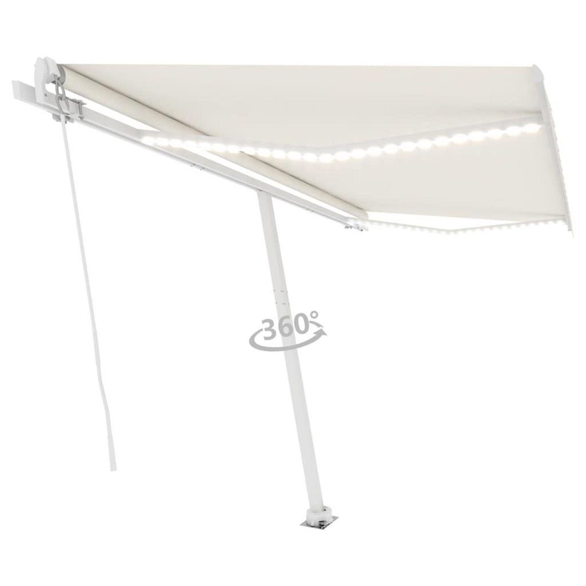 VIDAXL Auvent manuel retractable avec LED 400x300 cm Creme