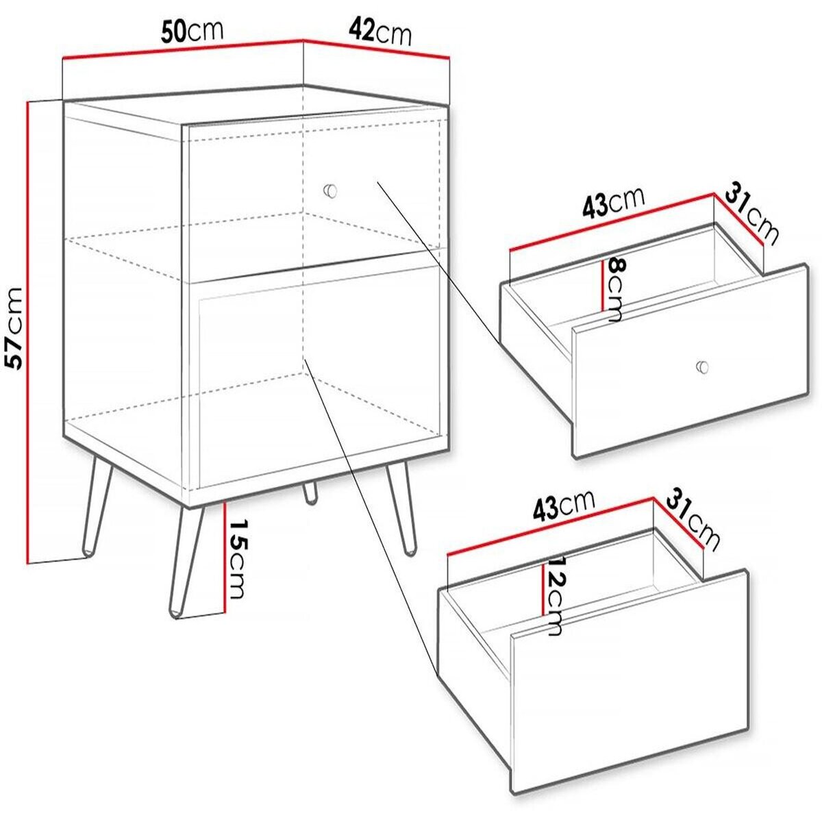 Habitat et Jardin Table de chevet  Temerra   50 x 42 x 57 cm - Noir