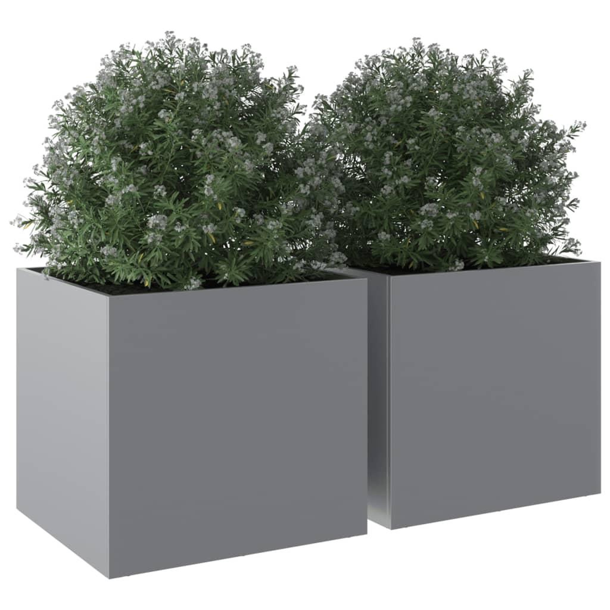 Voir la diapositive 4 : VIDAXL Jardinieres 2 pcs argente 49x47x46 cm acier galvanise